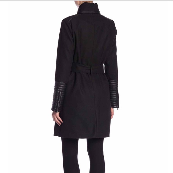 Faux Leather Trim Trench Coat 🖤 - Picture 3 of 12